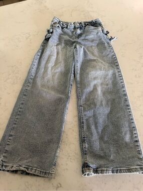 Vigoss Light Blue Wide-Leg Girls Jeans with Bow Details 10